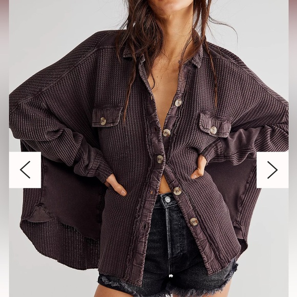 Free people maroon shacket - Picture 2 of 5